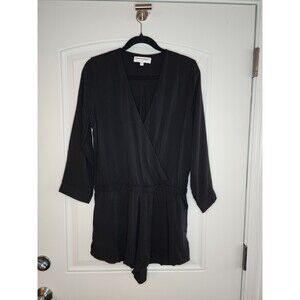 American Apparel Women Medium Black Viscose Long Sleeve Crossfront Romper NWOT